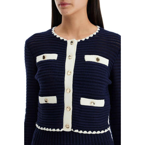 Crotchet Contrast Trim Cardigan.