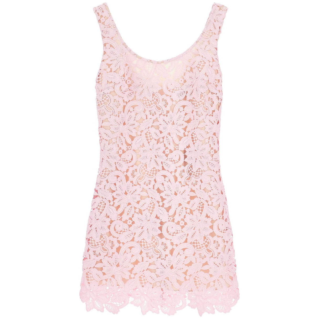 Sleeveless Floral Lace Mini Dress