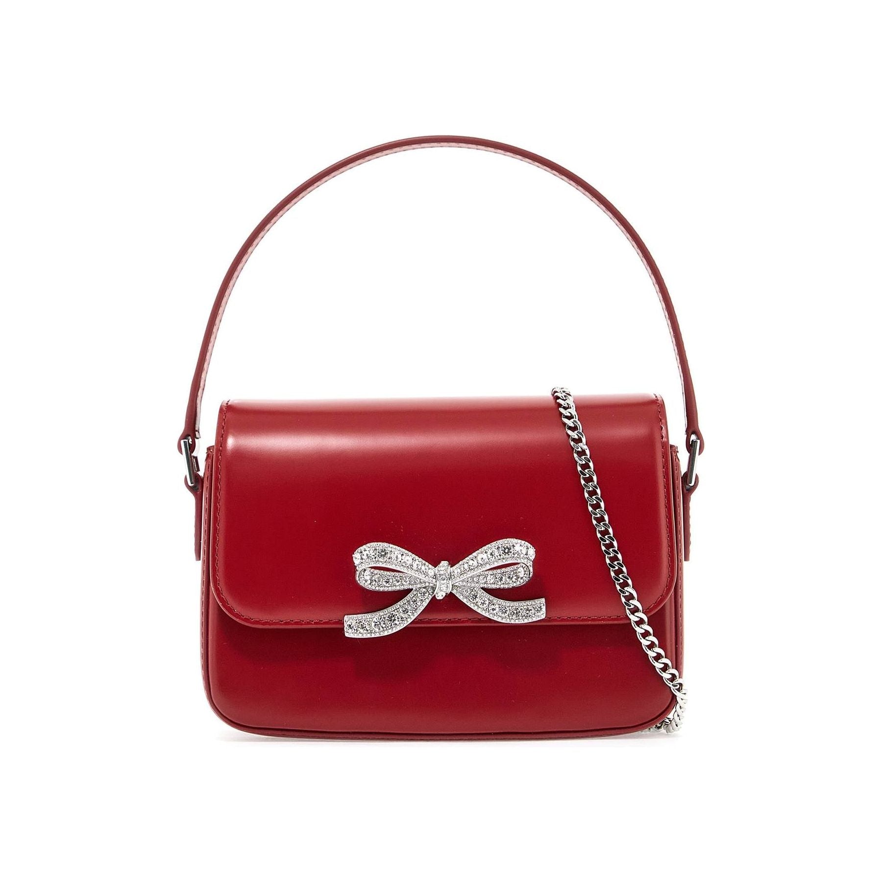Leather Diamanté Bow Micro Handbag