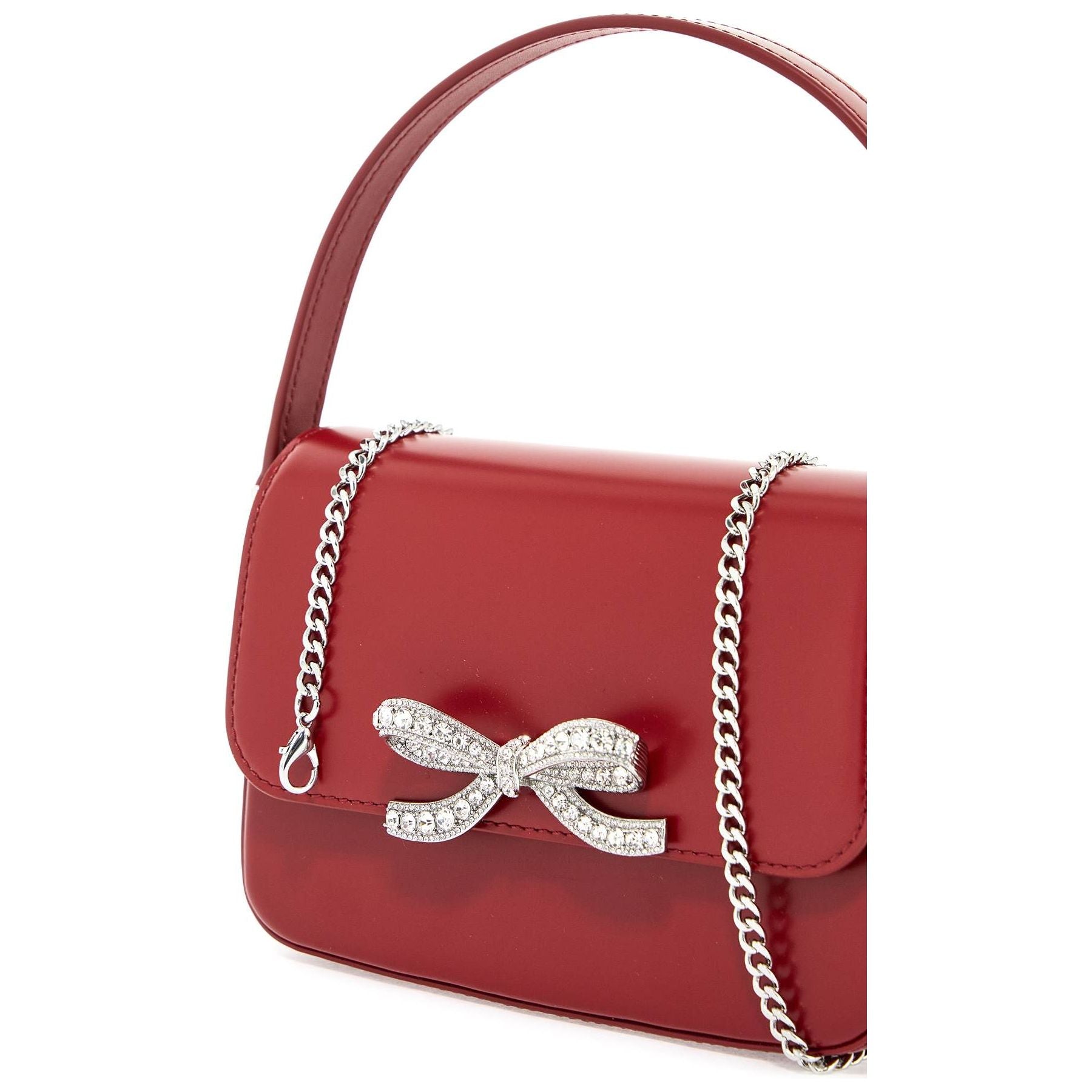 Leather Diamanté Bow Micro Handbag