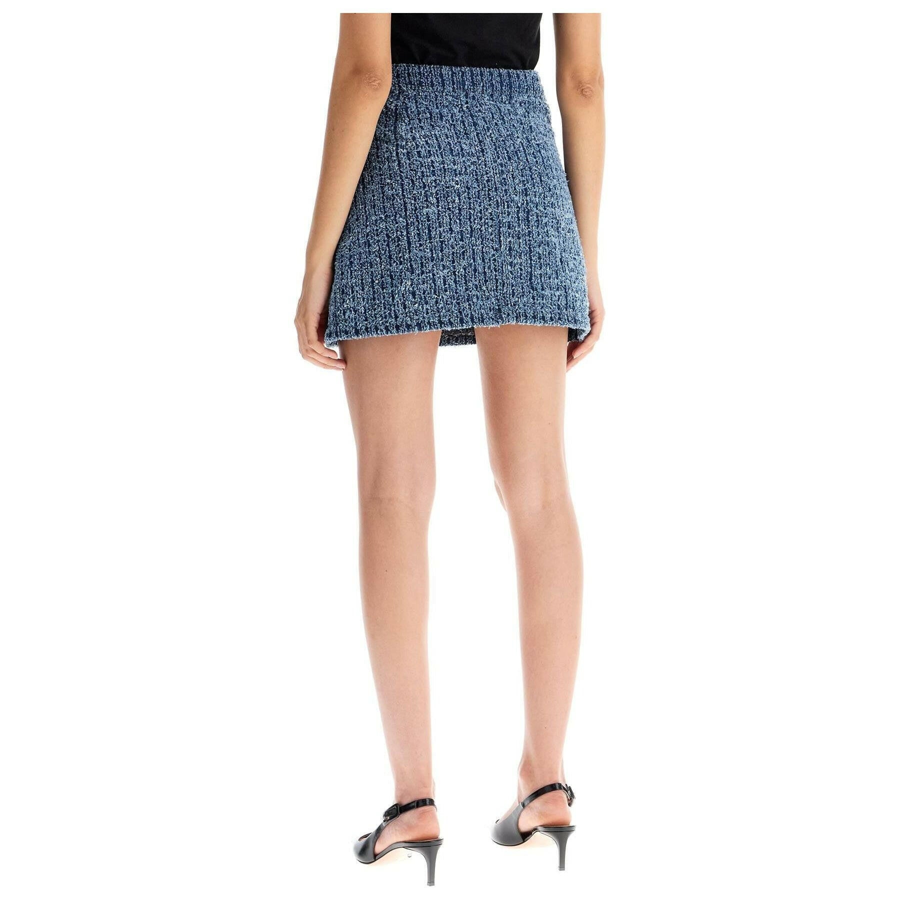 Textured Denim Mini Skirt.
