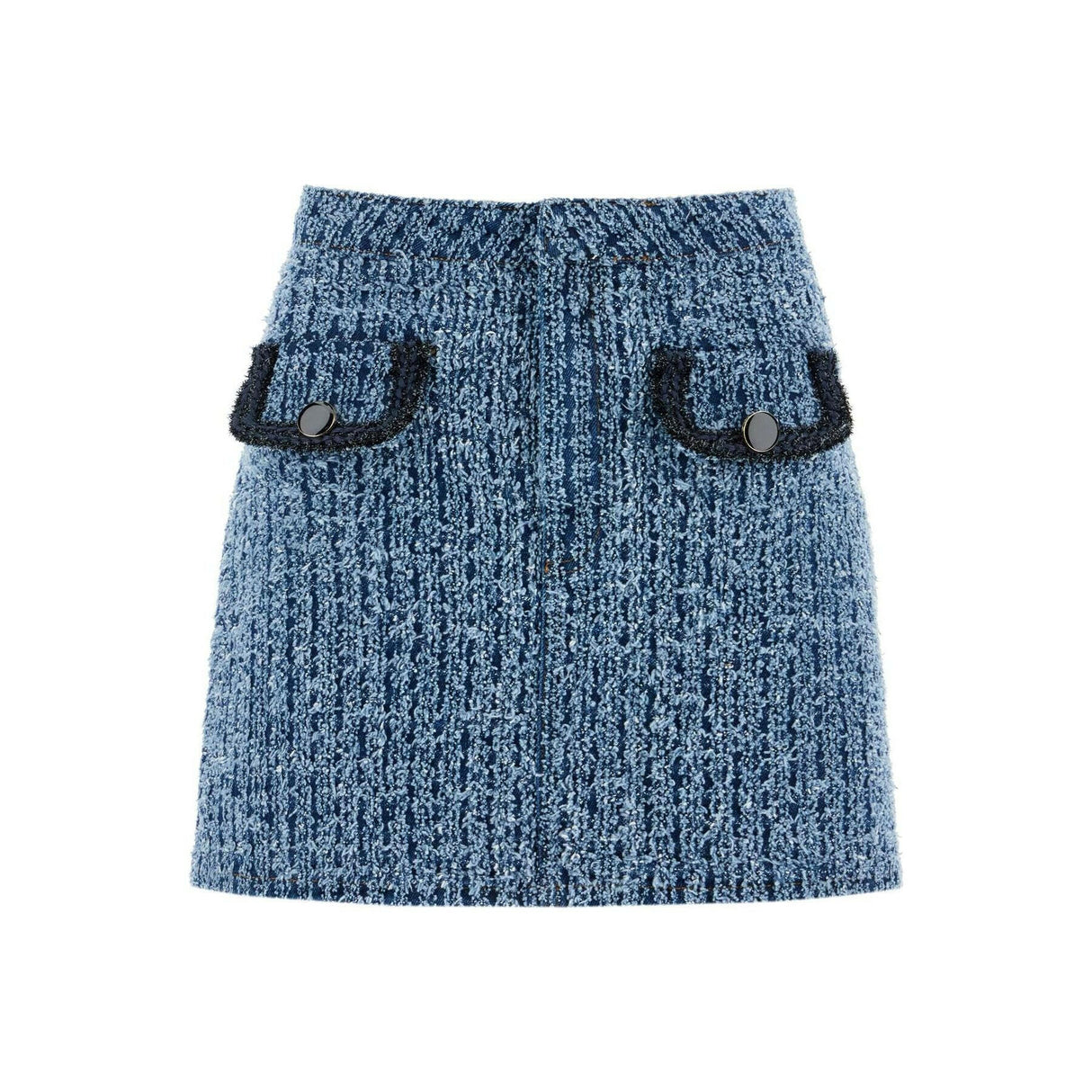 Textured Denim Mini Skirt.