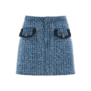 Textured Denim Mini Skirt.