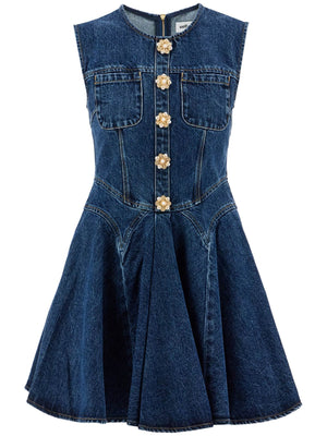 Mini Denim Dress With Jewel Buttons-SELF-PORTRAIT-JOHN JULIA