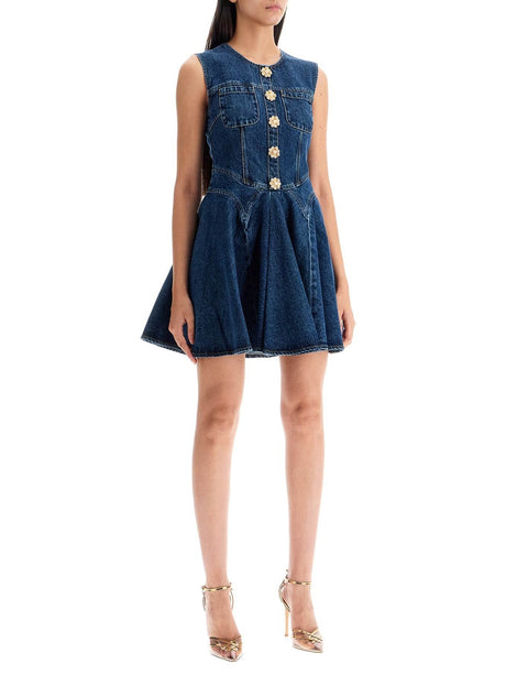 Mini Denim Dress With Jewel Buttons-SELF-PORTRAIT-JOHN JULIA