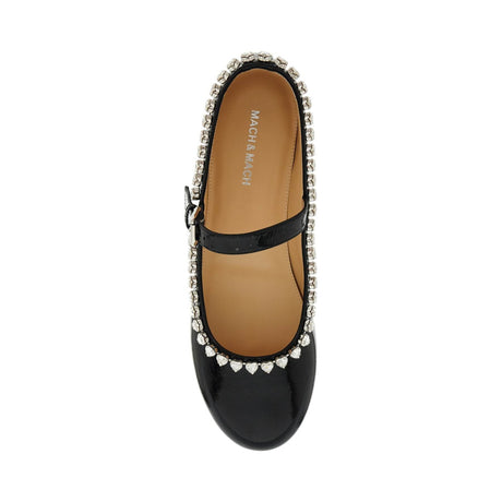 MACH & MACH-Audrey Ballet Flats With Heart Shaped Crystals -JOHN JULIA.