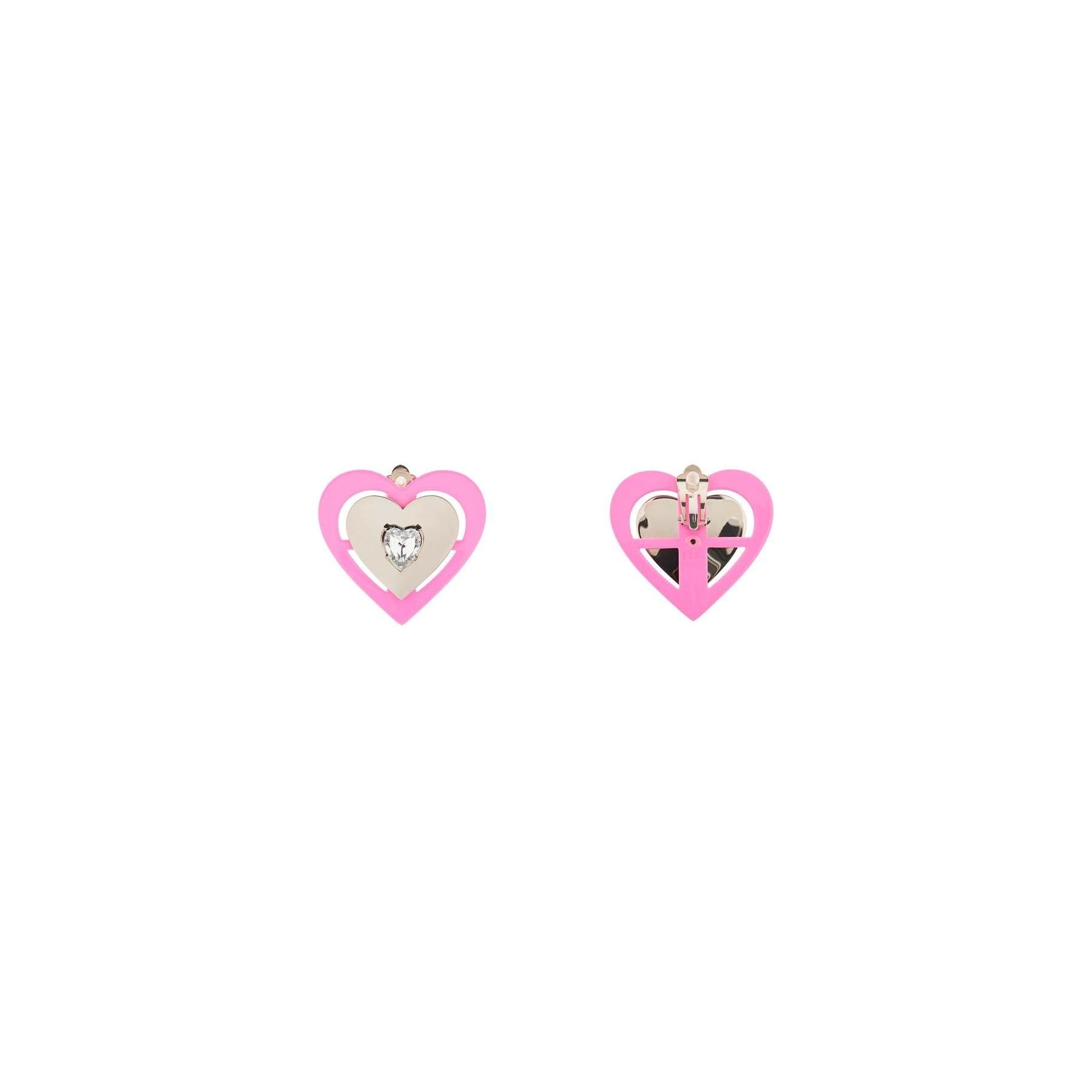Pink Neon Heart' Clip On Earrings