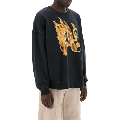 PALM ANGELS-Burning Monogram Sweatshirt-JOHN JULIA