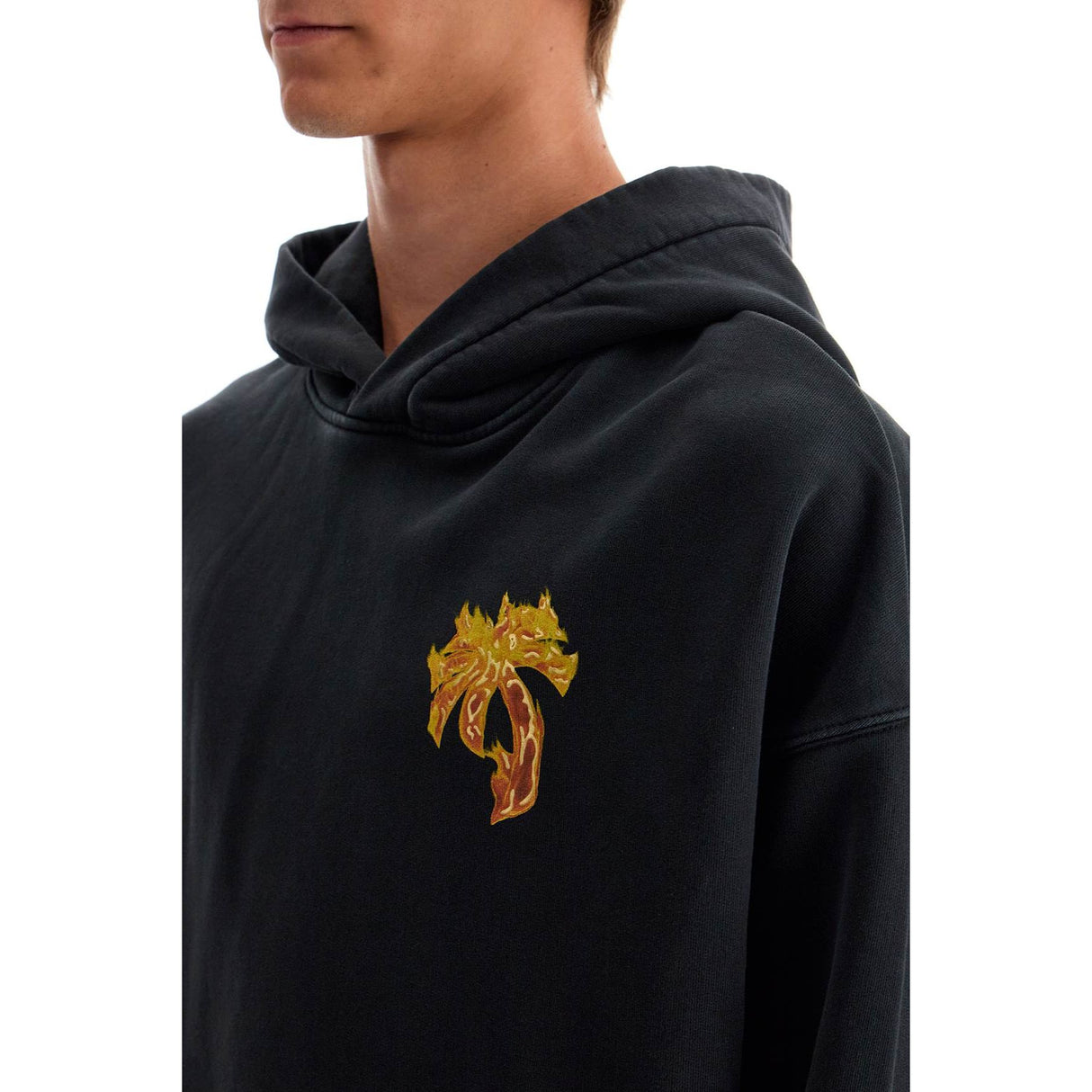 Cotton French Terry Burning Palm Oversized Hoodie