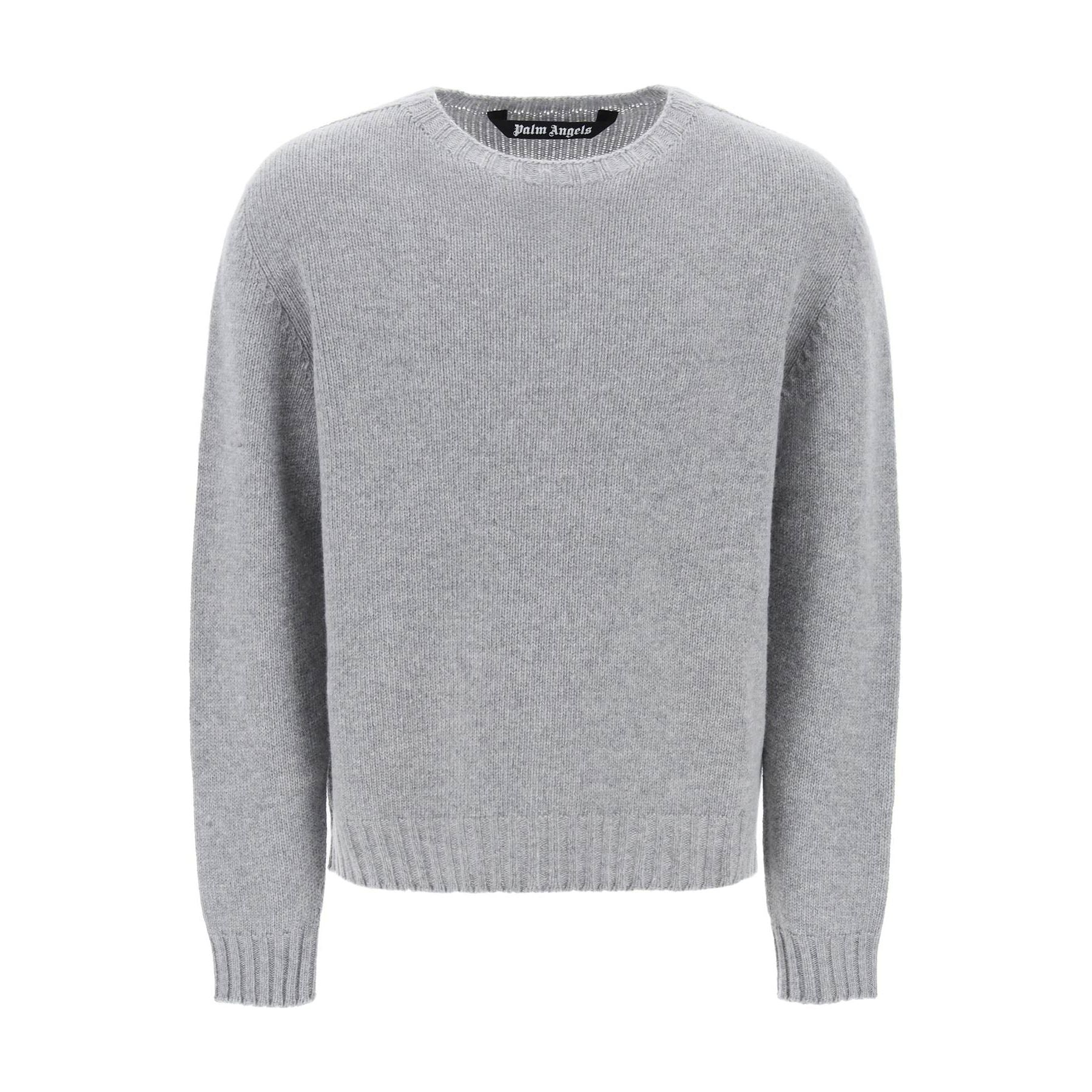 Wool-Blend Curved Intarsia Logo Crewneck Sweater