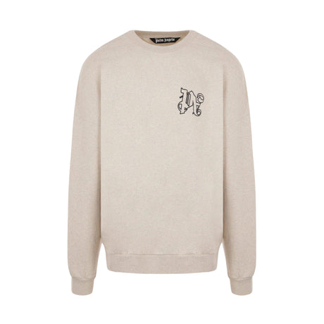 Pa Monogram Cotton and Linen Sweatshirt-PALM ANGELS-JOHN JULIA