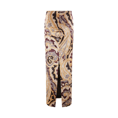 Paisley-Print Velvet Long Skirt-ETRO-JOHN JULIA