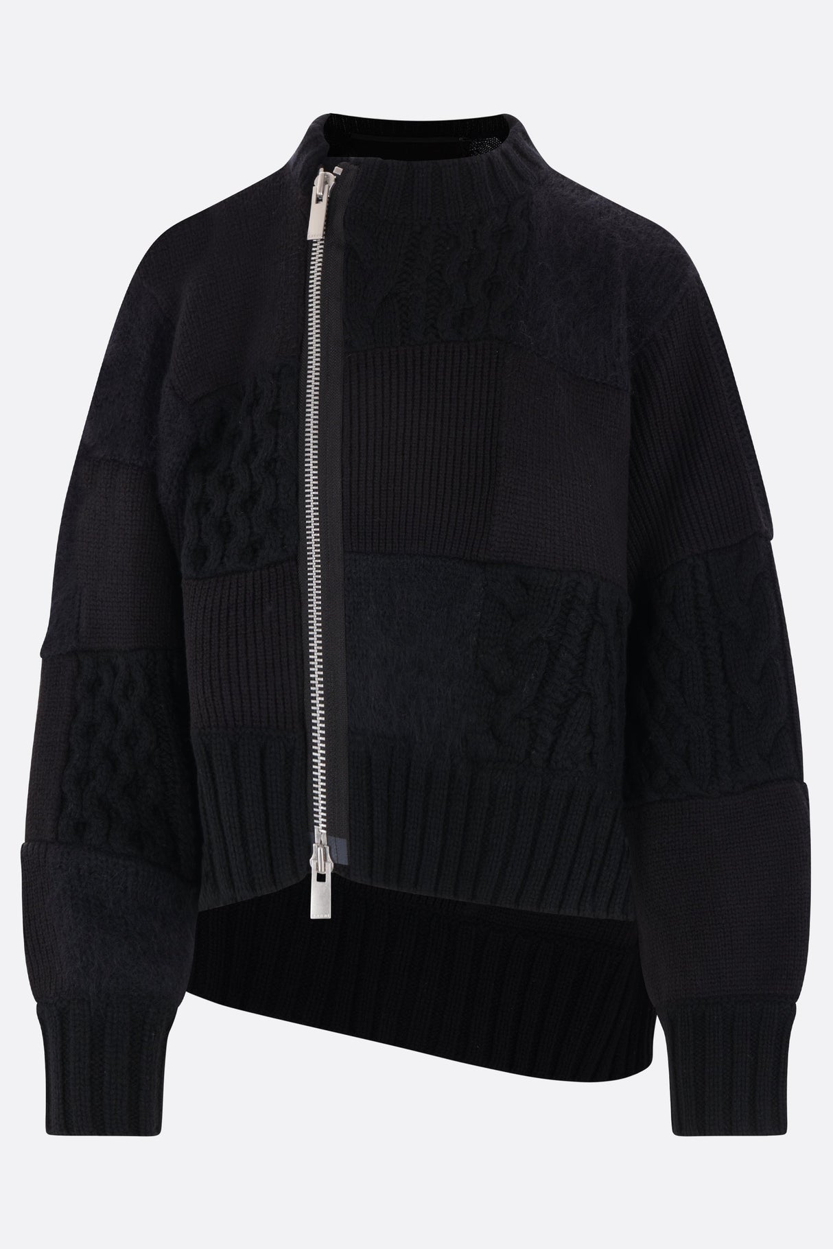 Patchwork Wool Blend Sweater-SACAI-JOHN JULIA