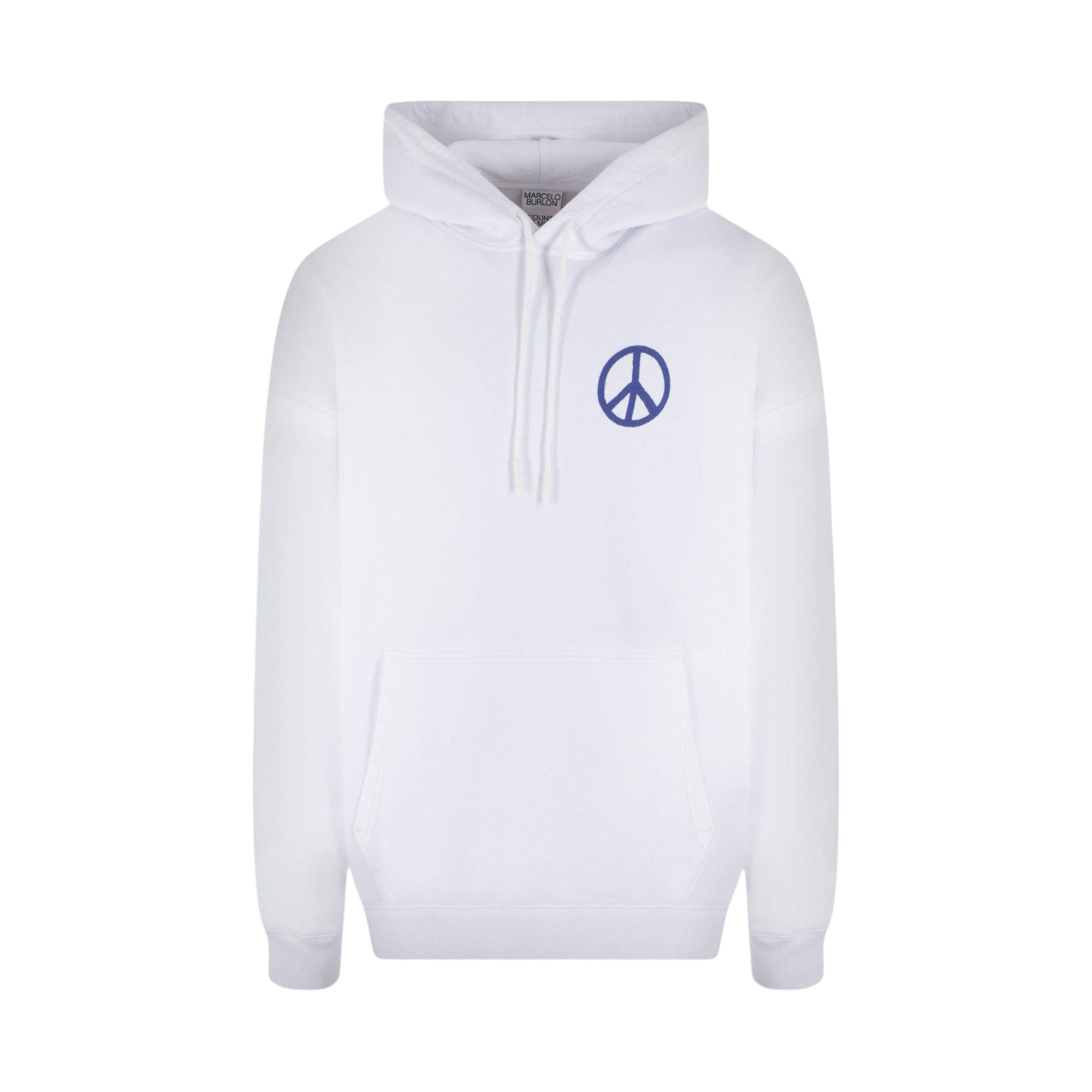 Peace Logo Printed Organic Oversized Hoodie-MARCELO BURLON-JOHN JULIA