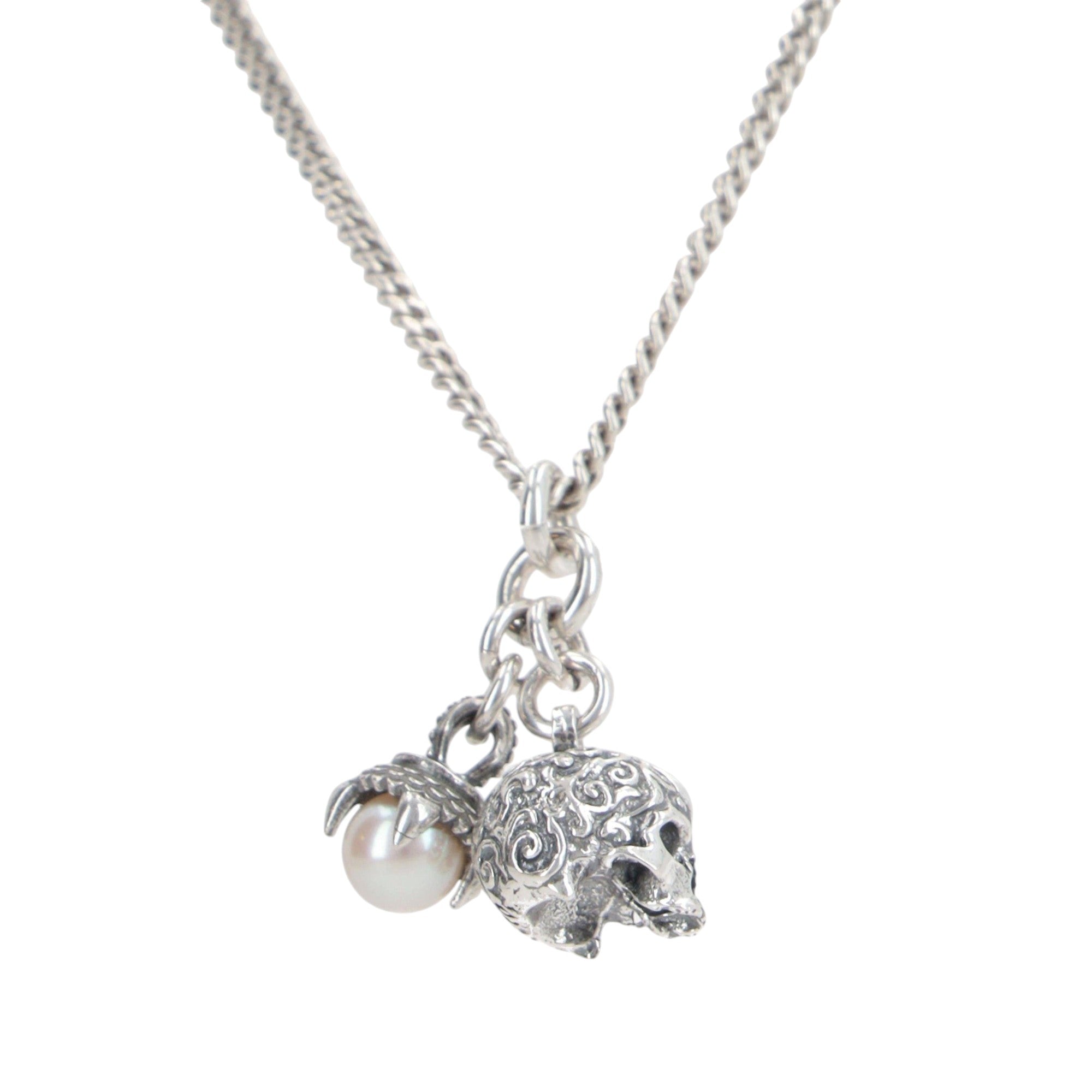 Pearl and Skull Sterling Silver Necklace-EMANUELE BICOCCHI-JOHN JULIA