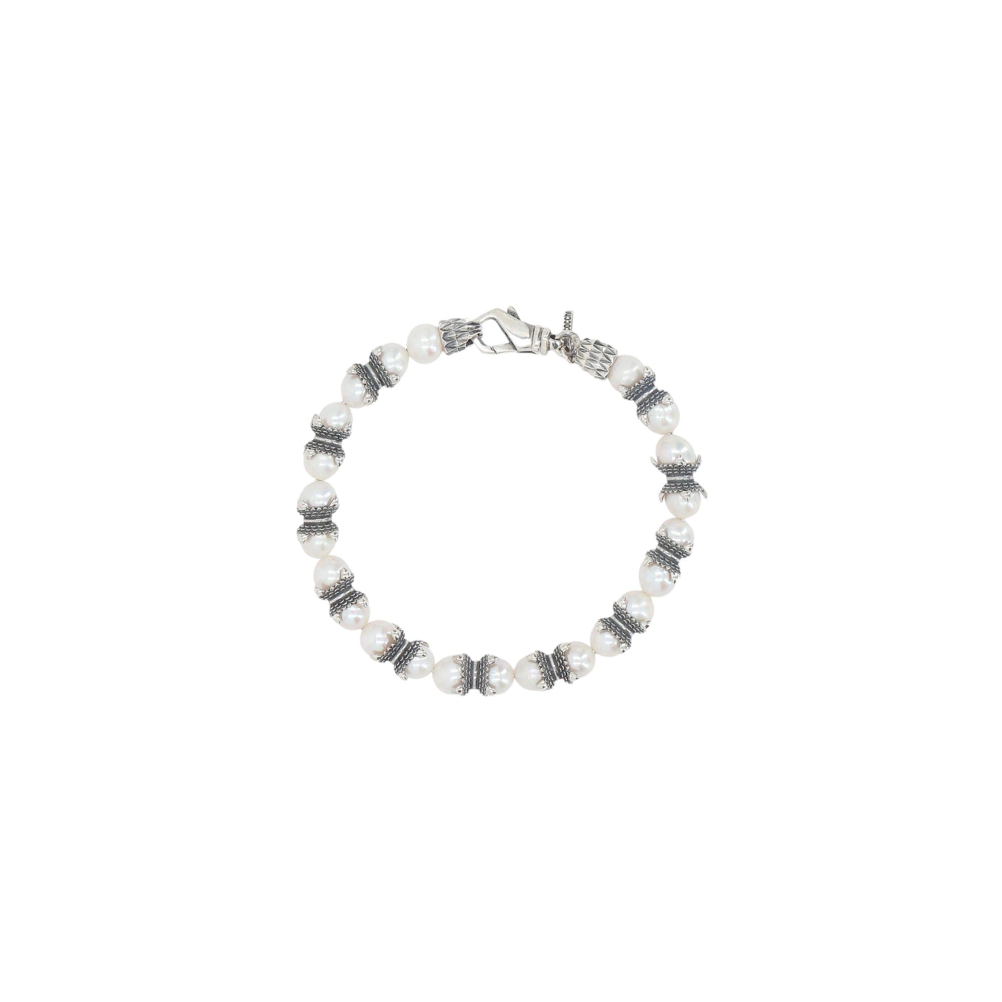 Pearl-embellished Sterling Silver Bracelet-EMANUELE BICOCCHI-JOHN JULIA