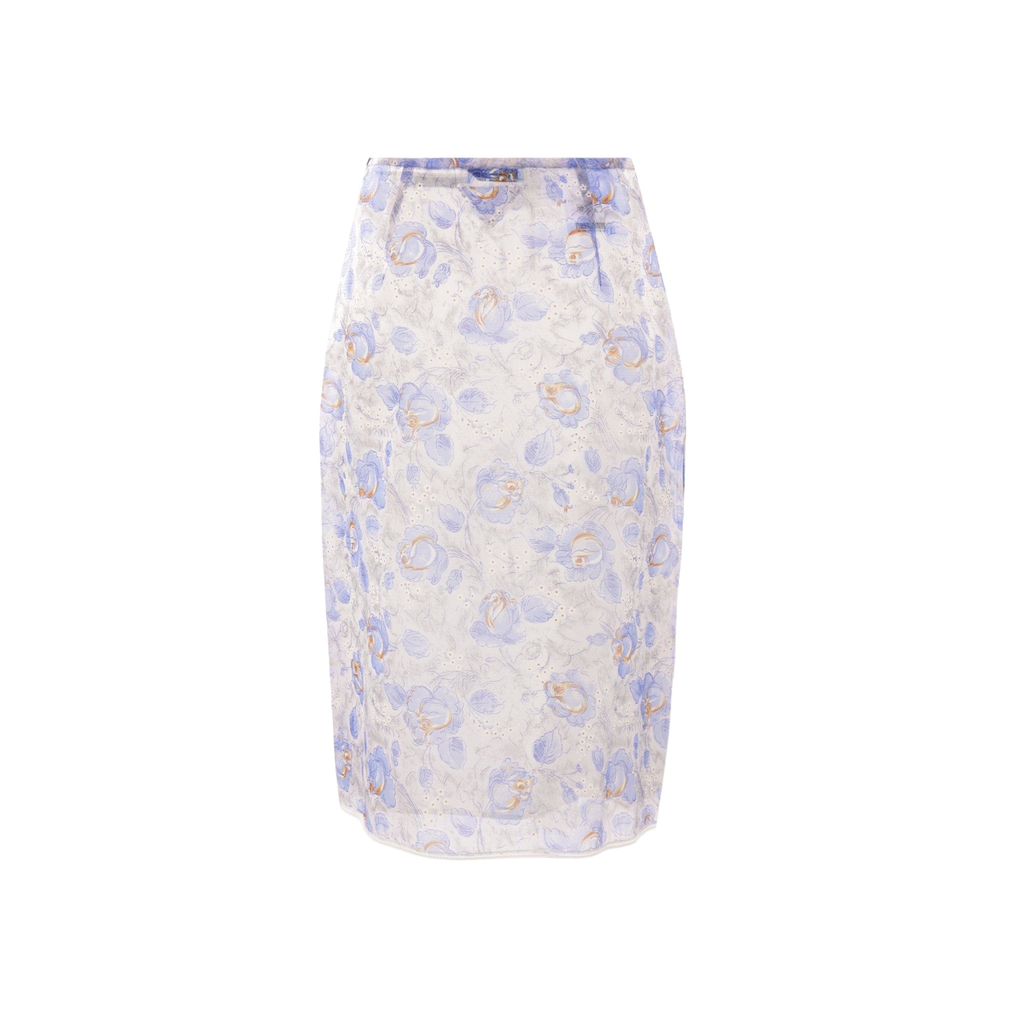 Peony Print Nylonette Pencil Skirt-PRADA-JOHN JULIA