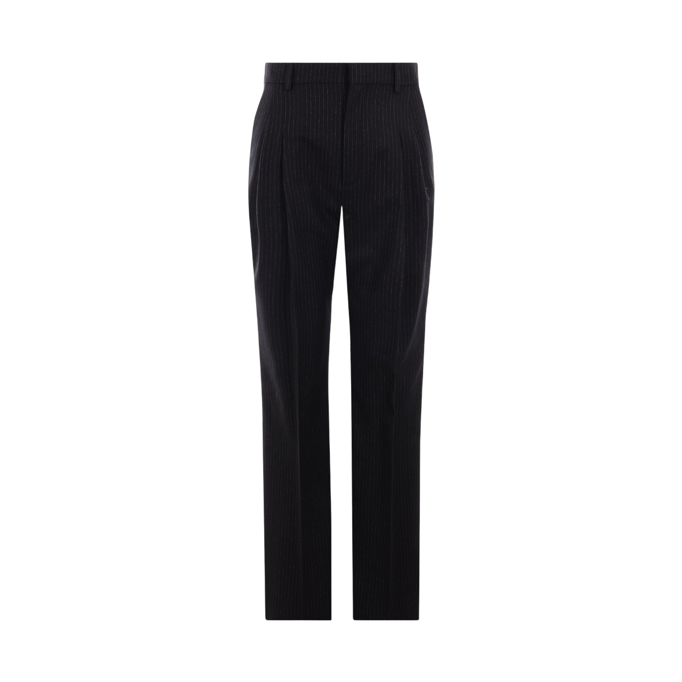 Pinstriped Wool Straight-leg Pants-SAINT LAURENT-JOHN JULIA