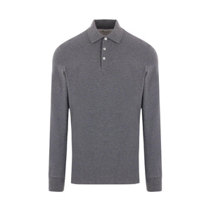 Piquet Long-sleeved Polo Shirt-BRUNELLO CUCINELLI-JOHN JULIA