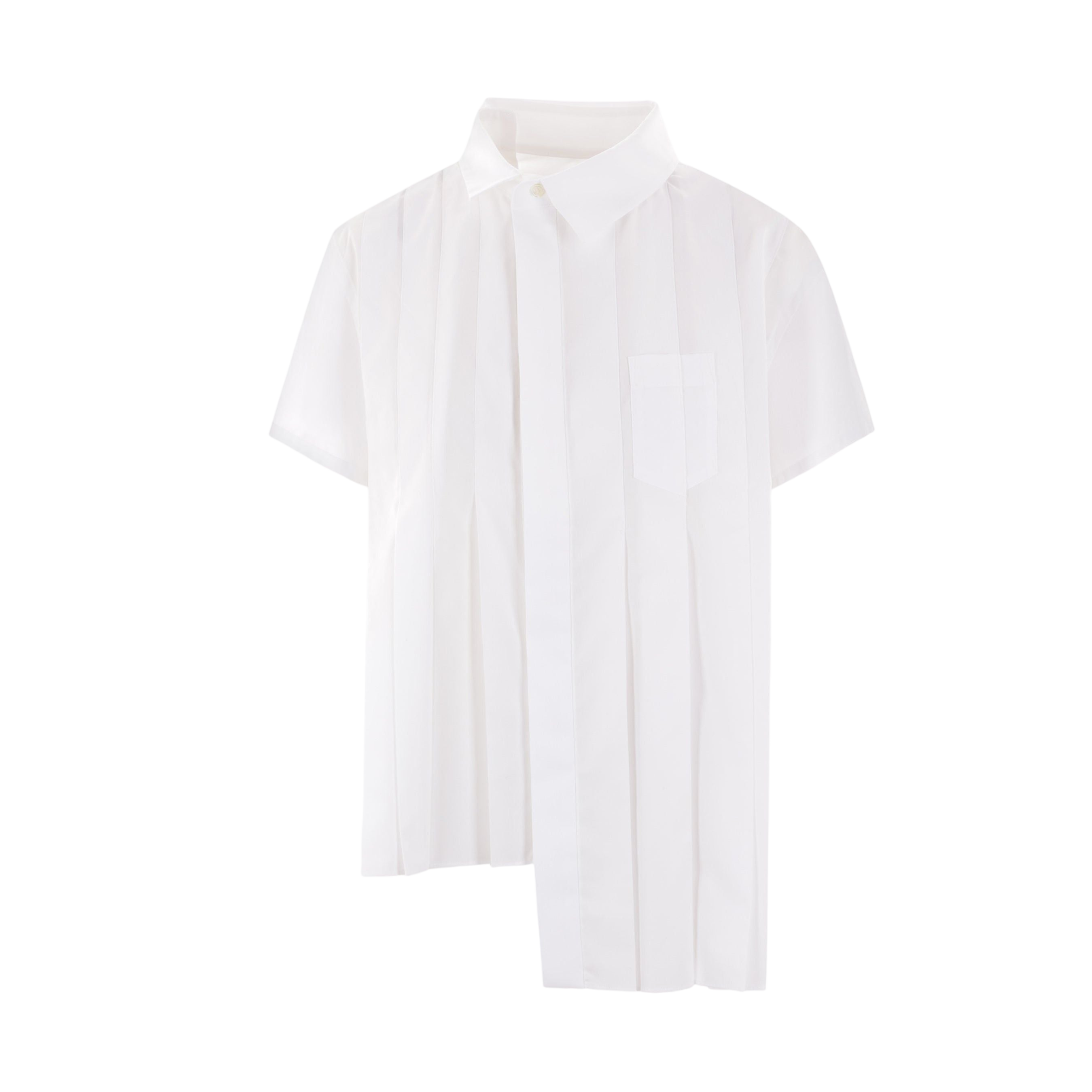 Pleated Poplin Short-sleeved Shirt-SACAI-JOHN JULIA