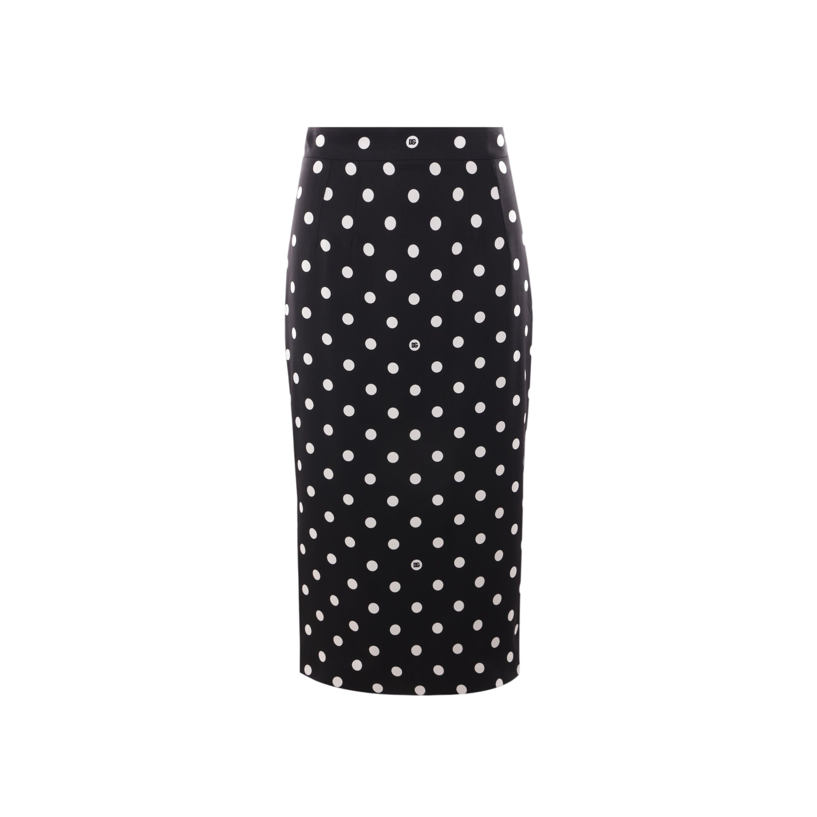 Polka-dot Charmeuse Pencil Skirt-DOLCE & GABBANA-JOHN JULIA