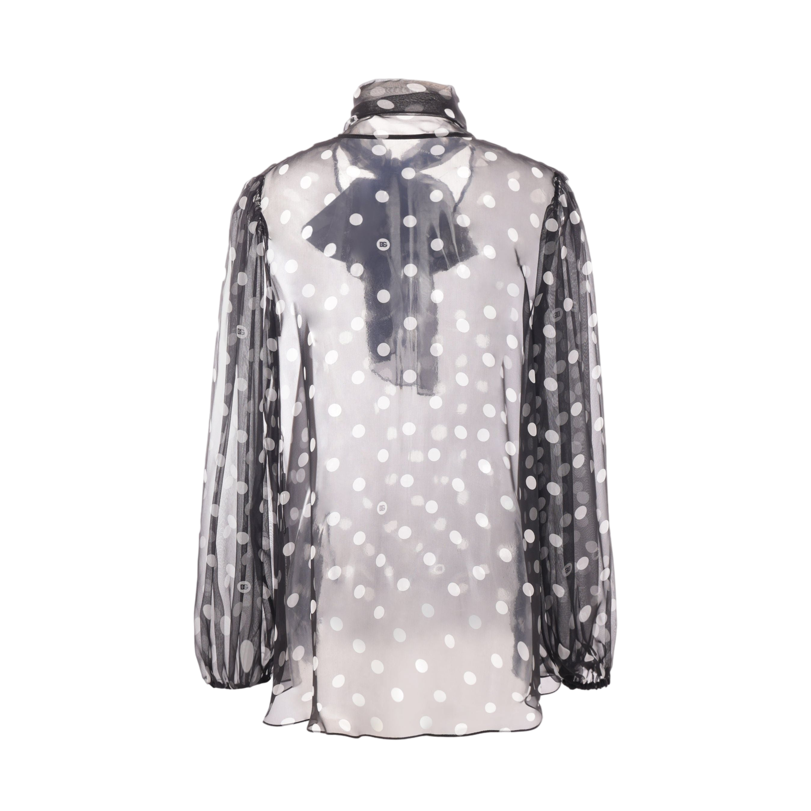 Polka-dot Print Chiffon Blouse-DOLCE & GABBANA-JOHN JULIA