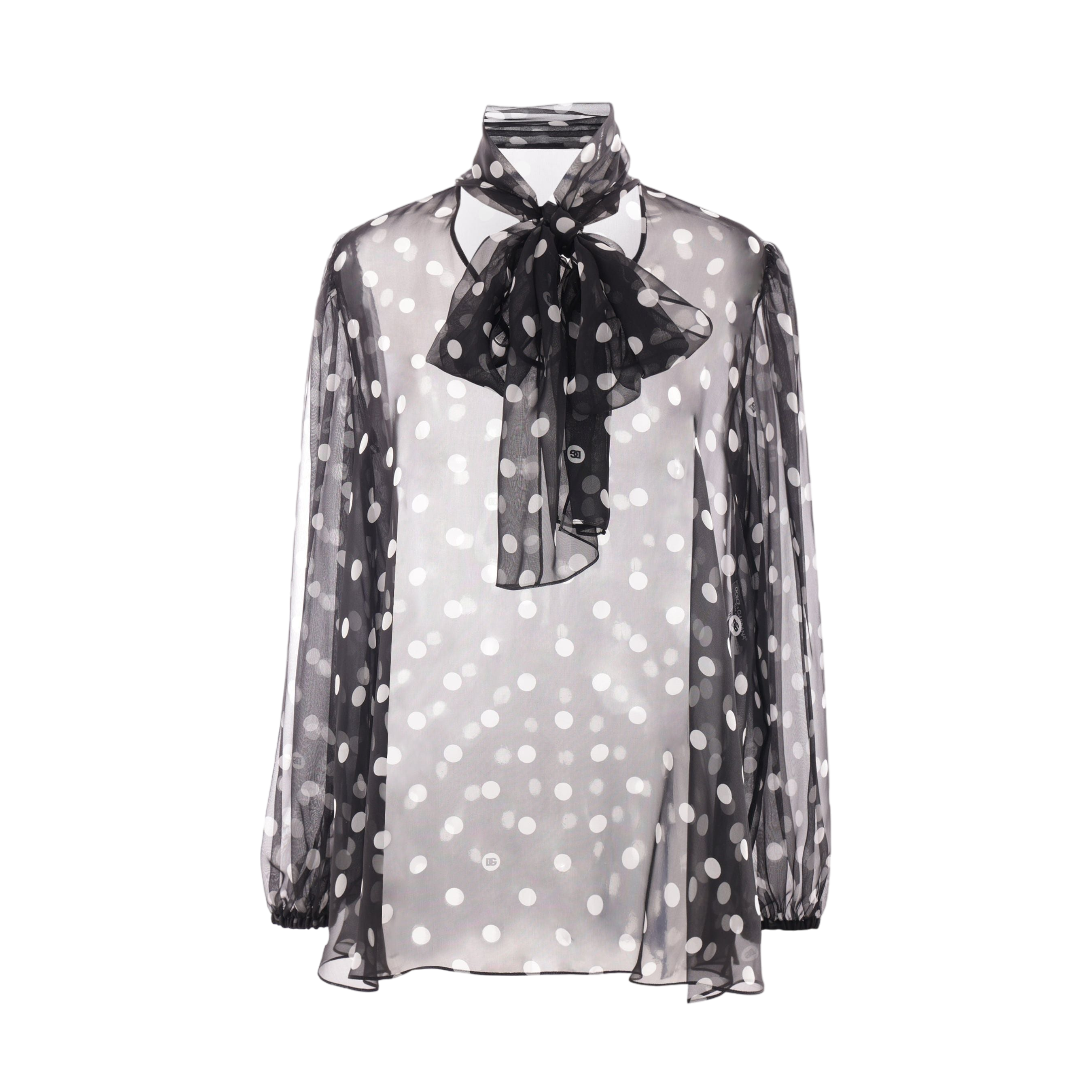 Polka-dot Print Chiffon Blouse-DOLCE & GABBANA-JOHN JULIA