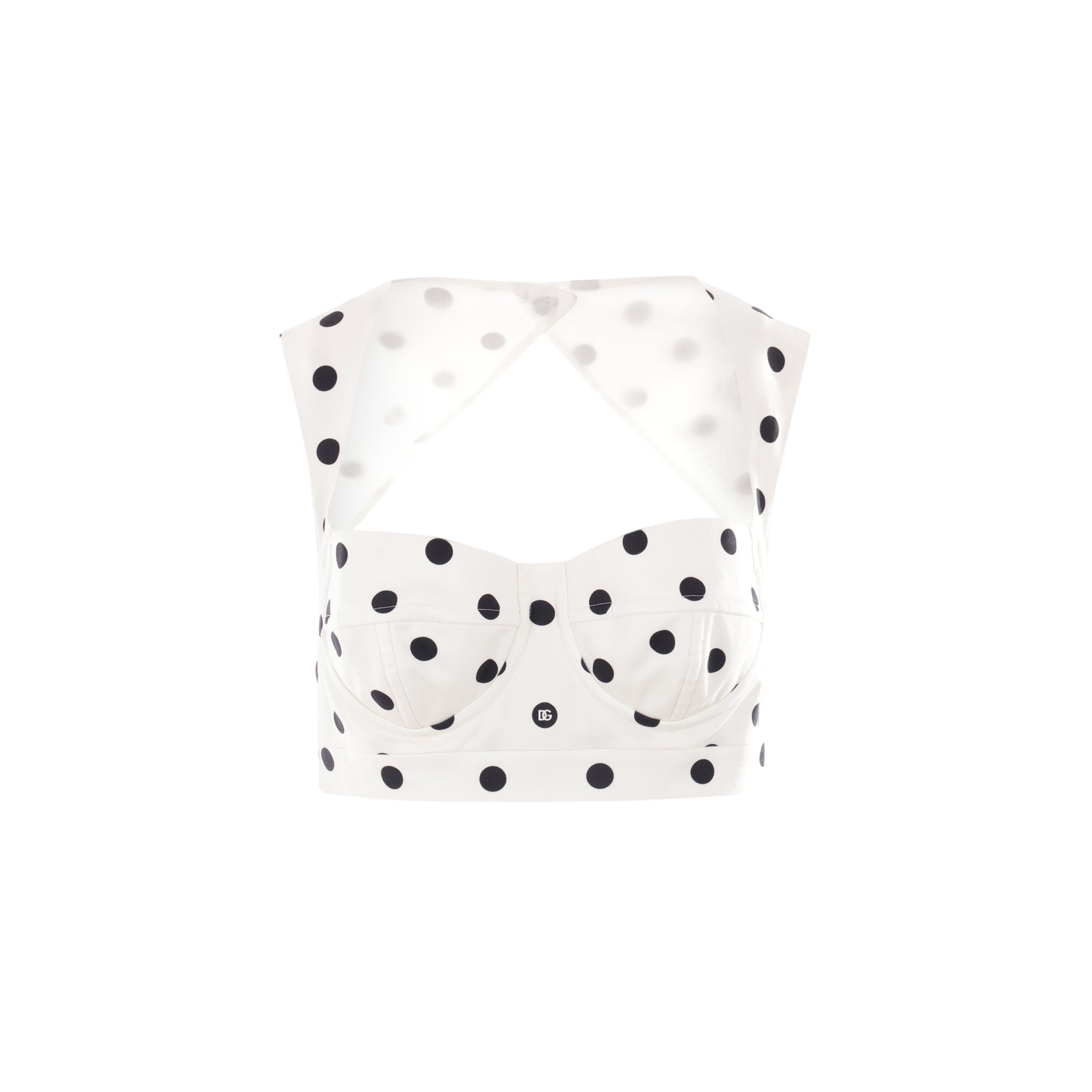 Polka-dot Print Drill Corset Top-DOLCE & GABBANA-JOHN JULIA