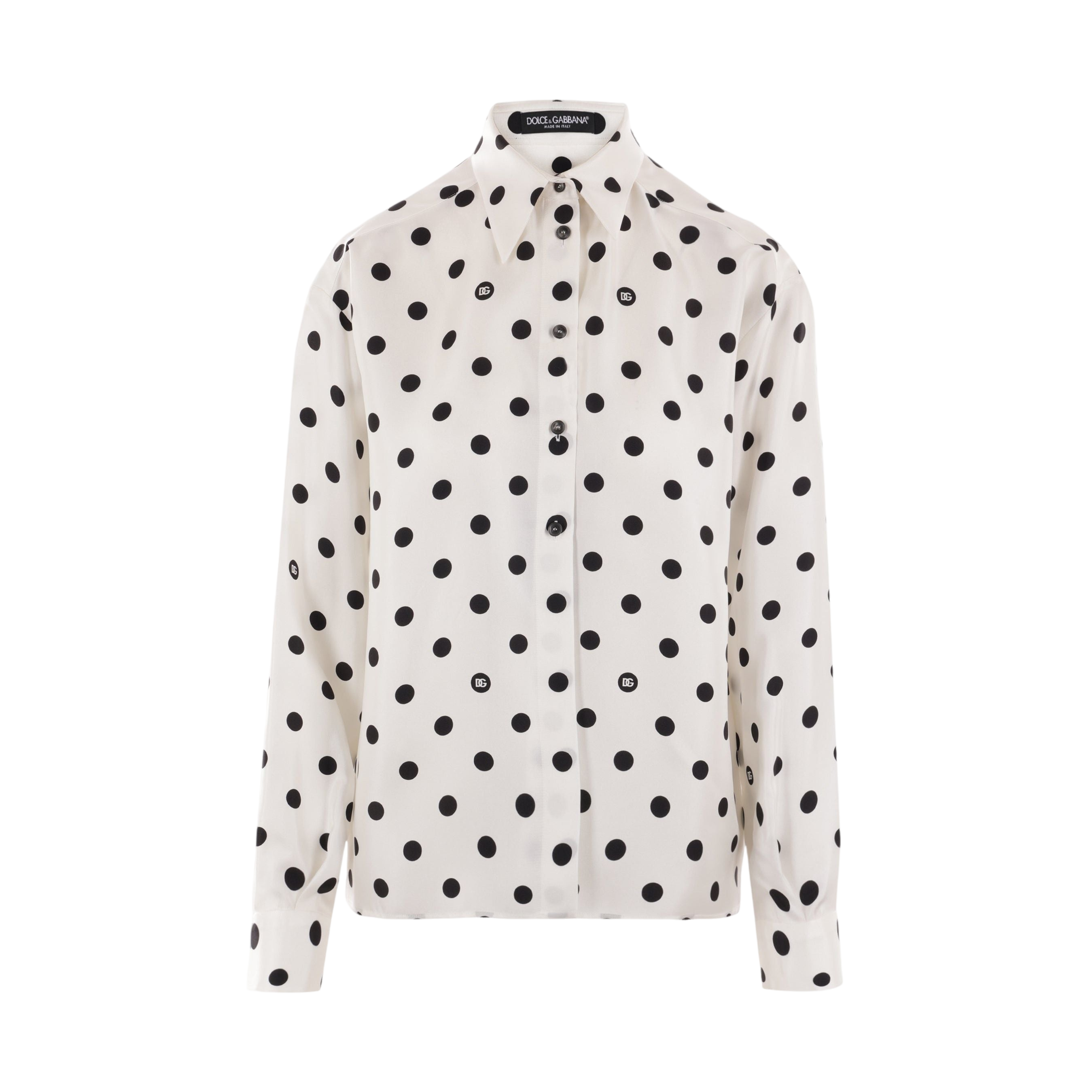 Polka-dot Print Twill Shirt-DOLCE & GABBANA-JOHN JULIA