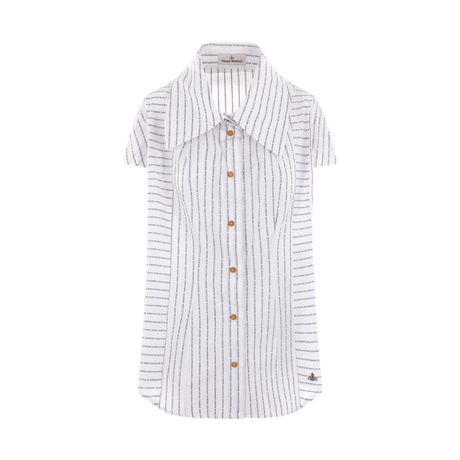 Printed Poplin Short-sleeved Shirt-VIVIENNE WESTWOOD-JOHN JULIA