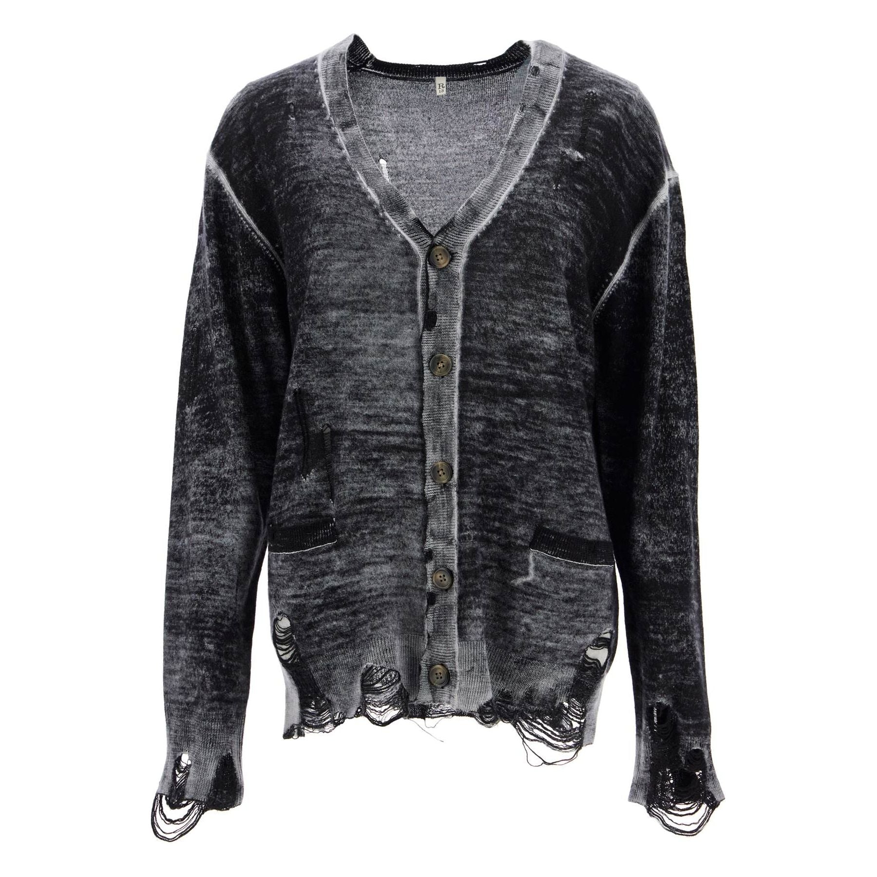 Merino Wool Distressed Detail Cardigan