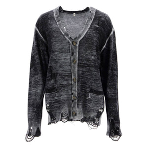 Merino Wool Distressed Detail Cardigan