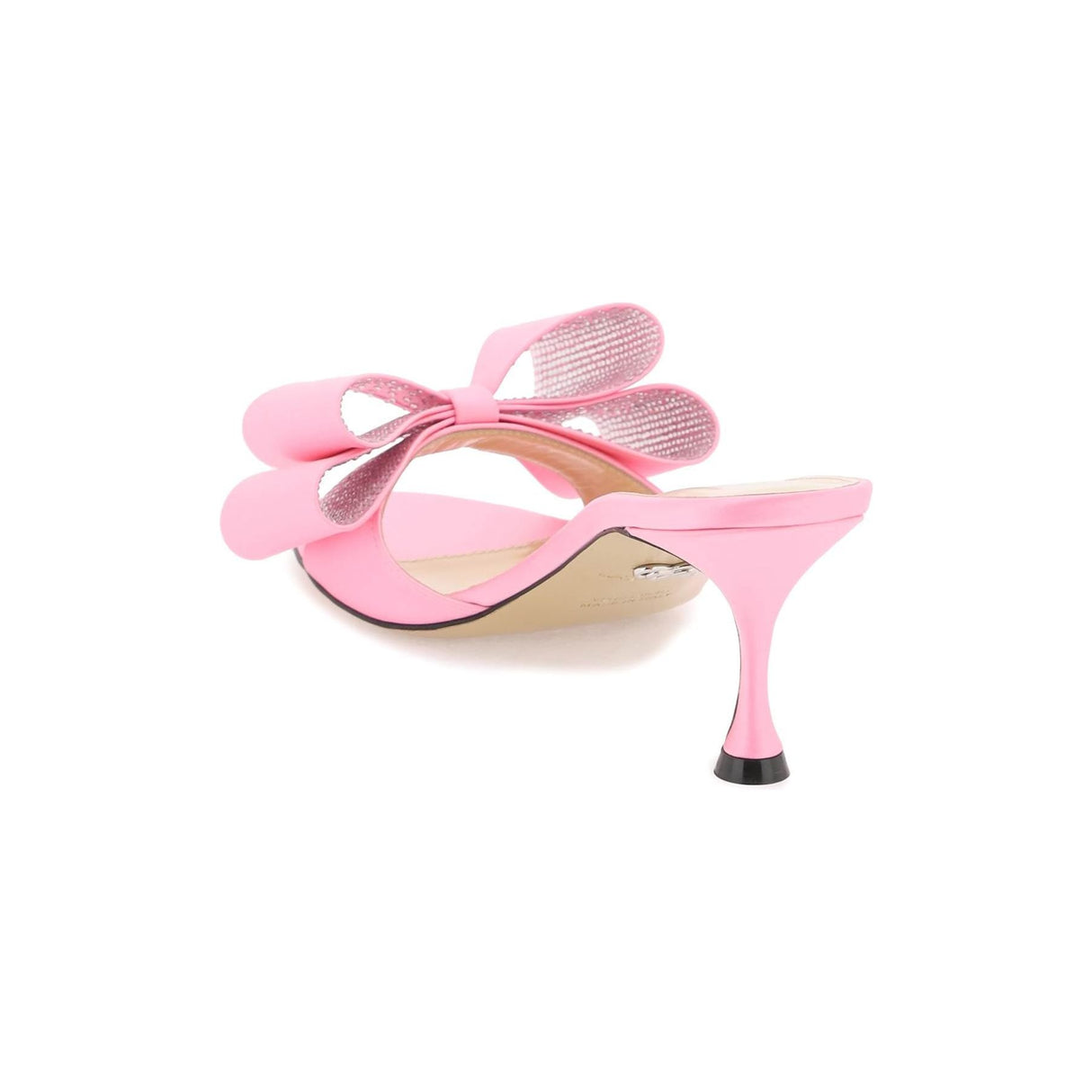 Le Cadeau Silk Satin Double Crystal Bow Mules