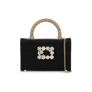 Satin Flower Strass Jewel Buckle Clutch Mini Bag.