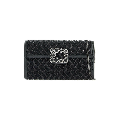 Sequins Envelope Flap Flower Buckle Clutch Bag.