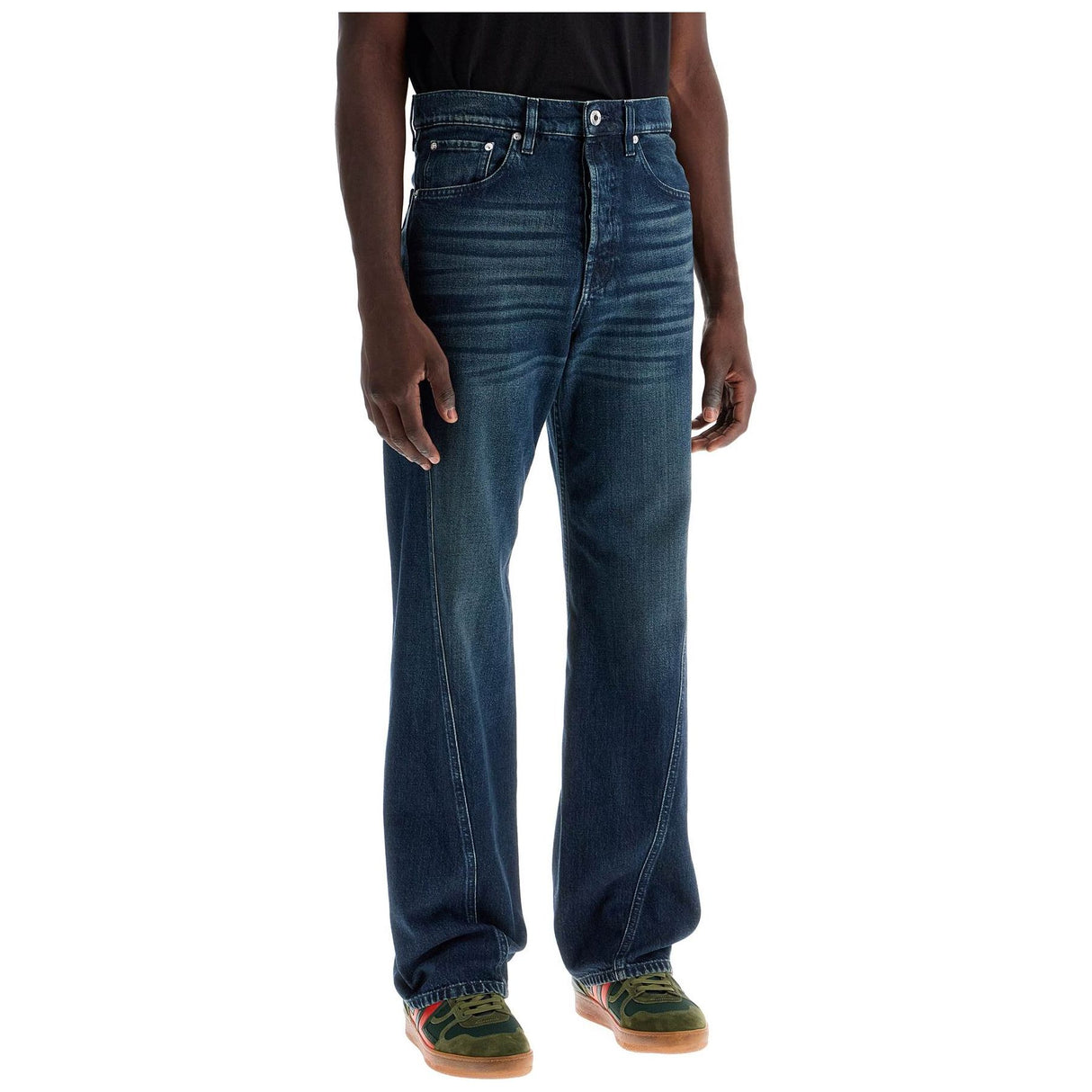 Cotton Denim Jeans Twisted Seams