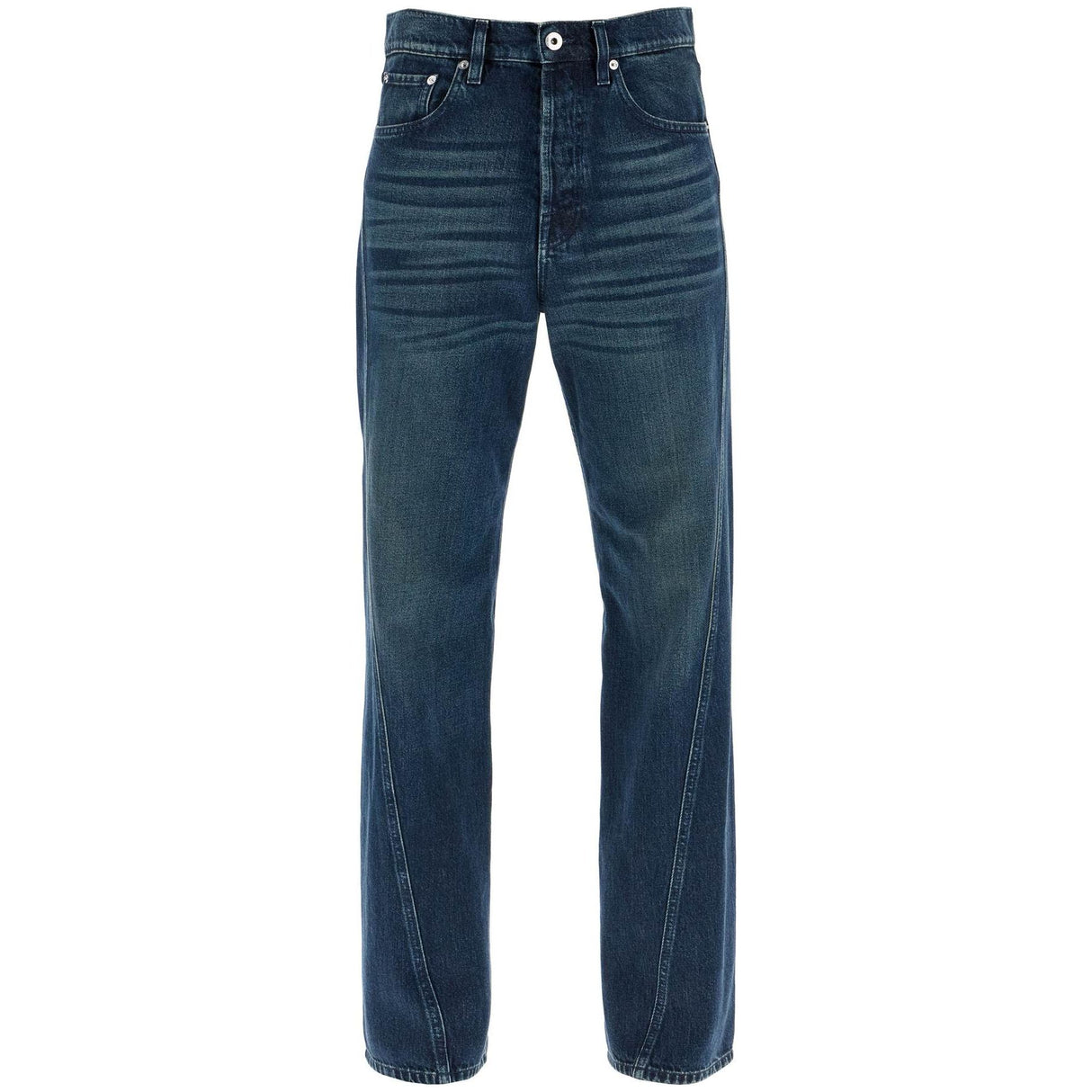 Cotton Denim Jeans Twisted Seams