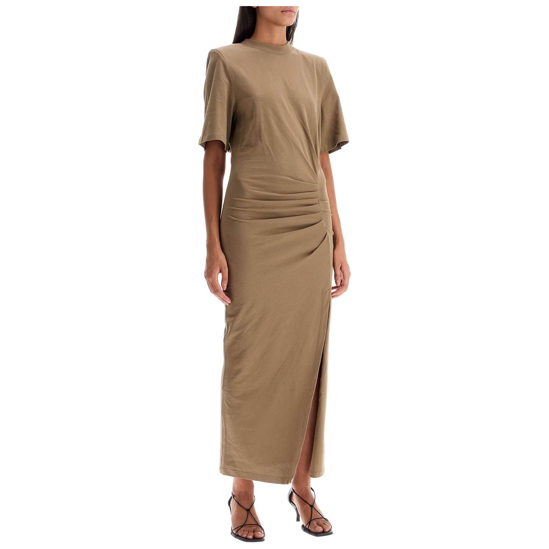 Draped Dress With Padded Shoulders