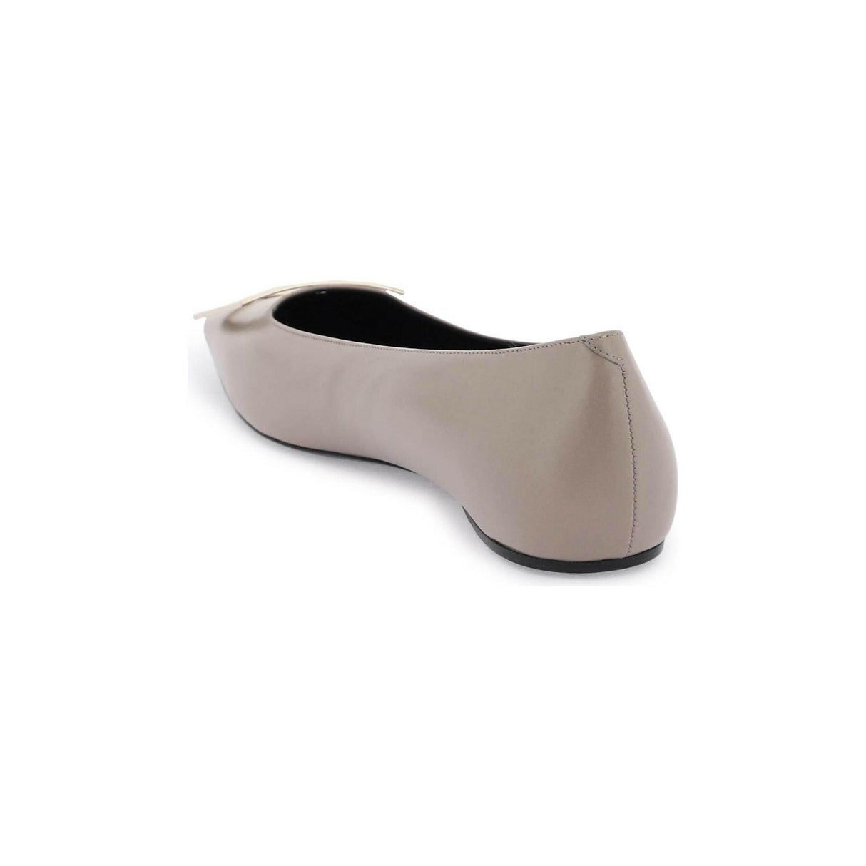 Leather Trompette Metal Buckle Ballerinas.