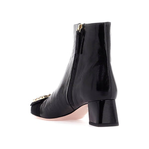 Patent Leather Très Vivier Ankle Boots Crystal Buckle