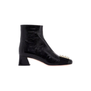 Patent Leather Très Vivier Ankle Boots Crystal Buckle