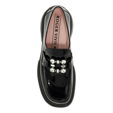 Patent Leather Wallaviv Strass Buckle Loafers.