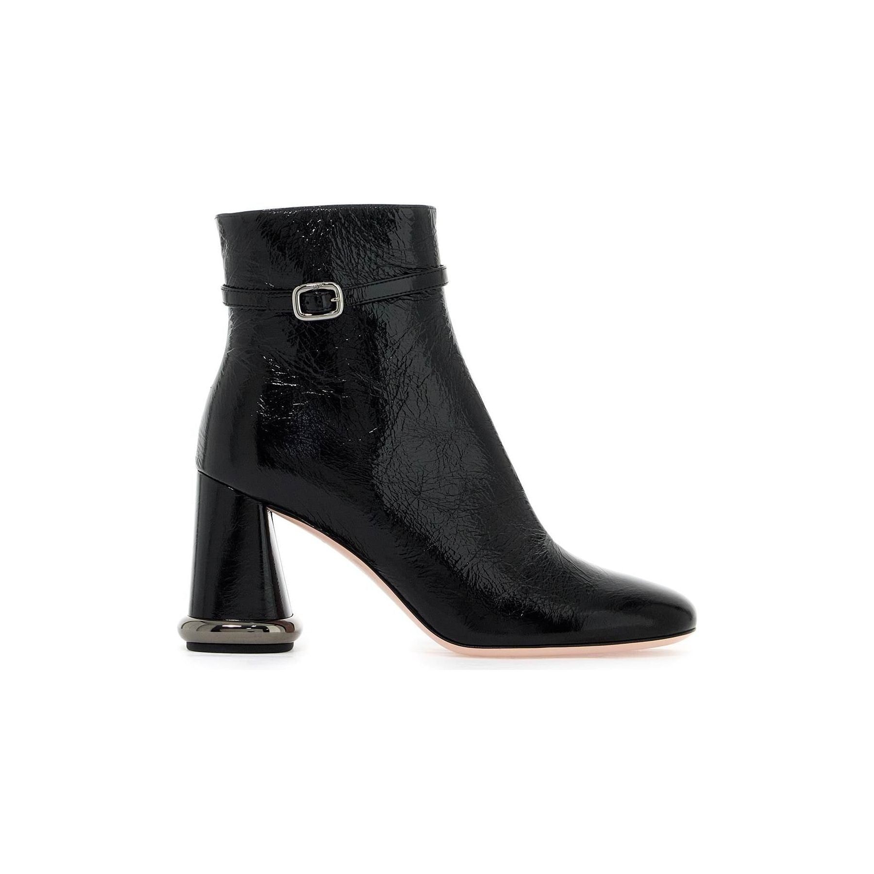 Roundytoe Mini Buckle Leather Booties