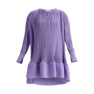 Pleated Crepe Ruffled Dress