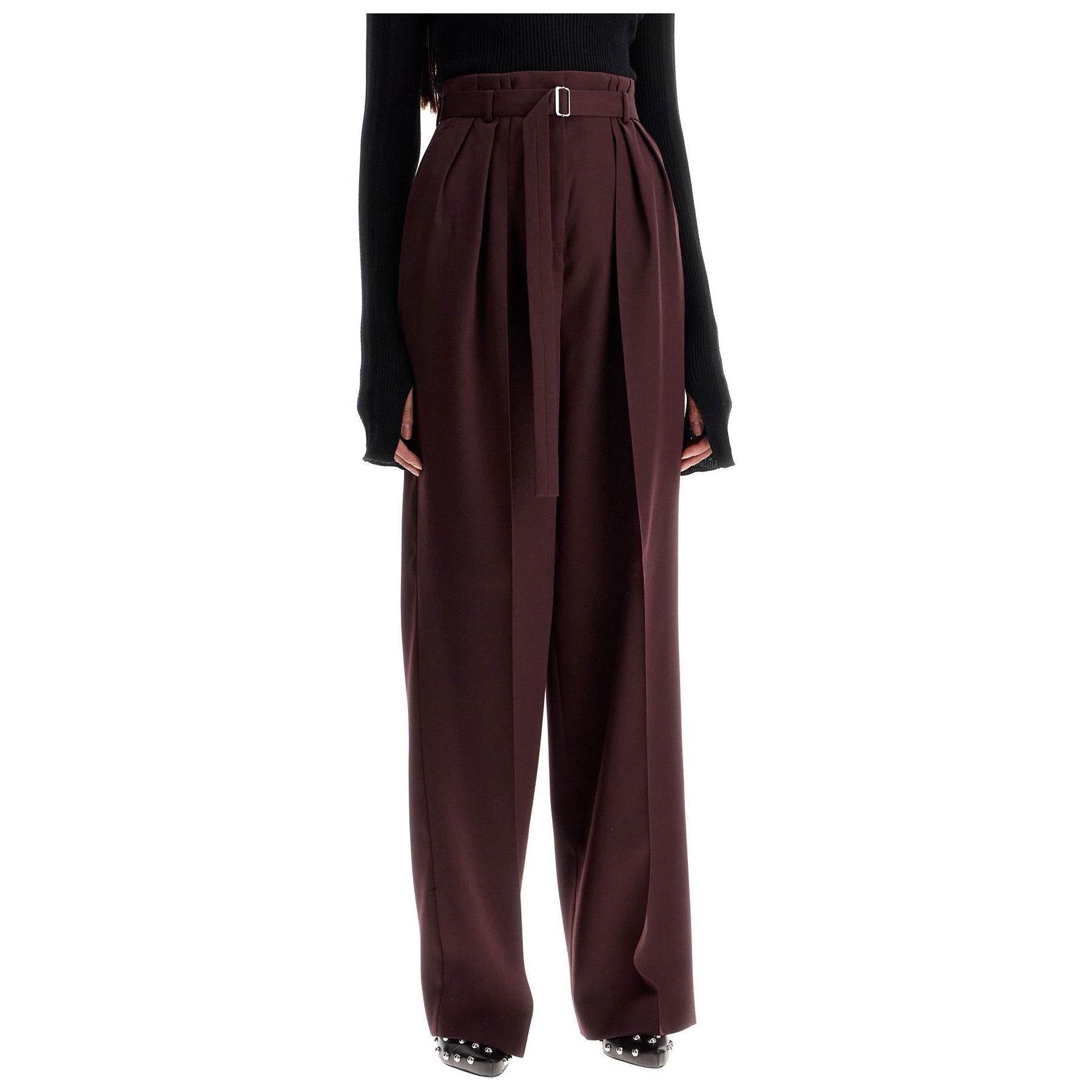 Belted High-Waisted Trousers