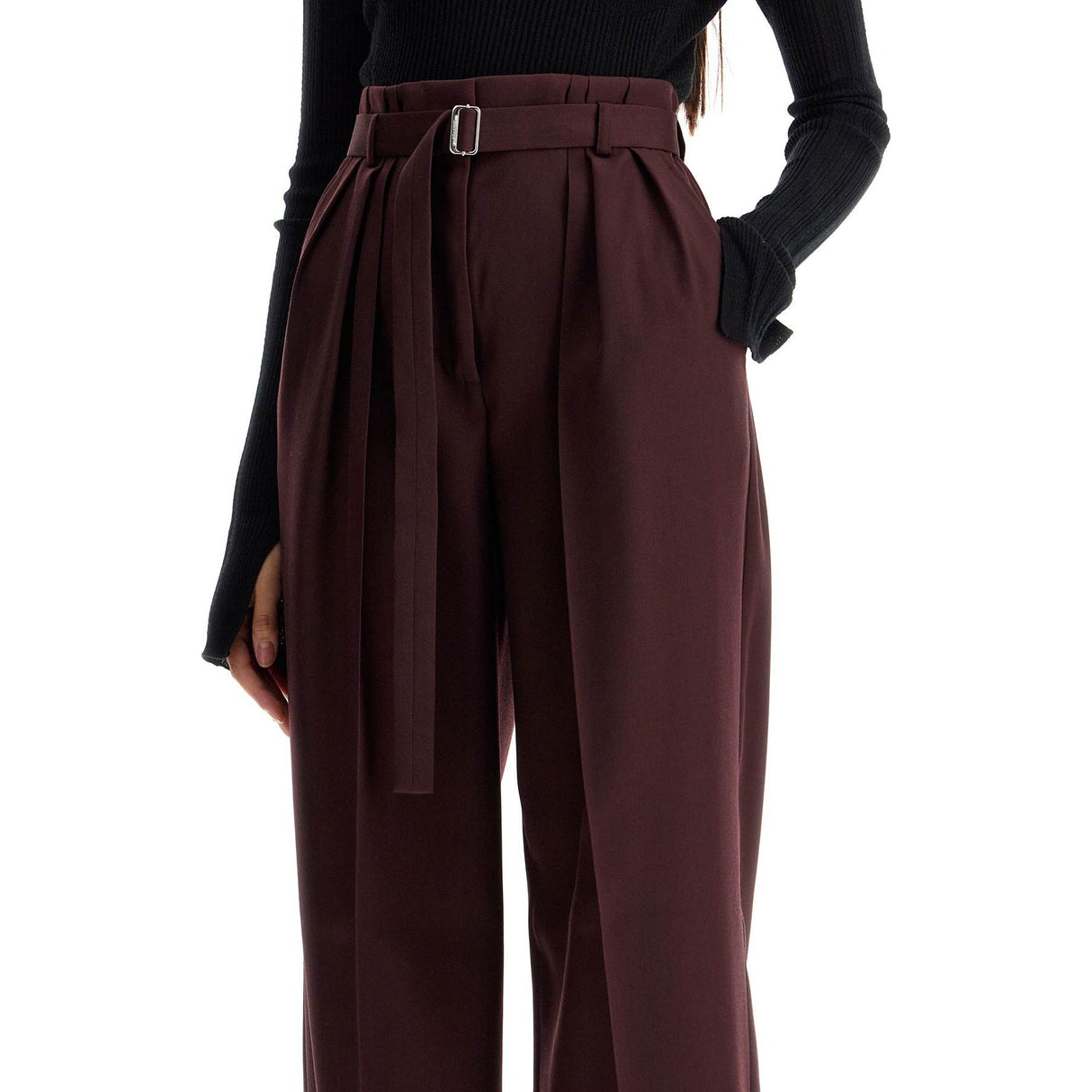 Belted High-Waisted Trousers