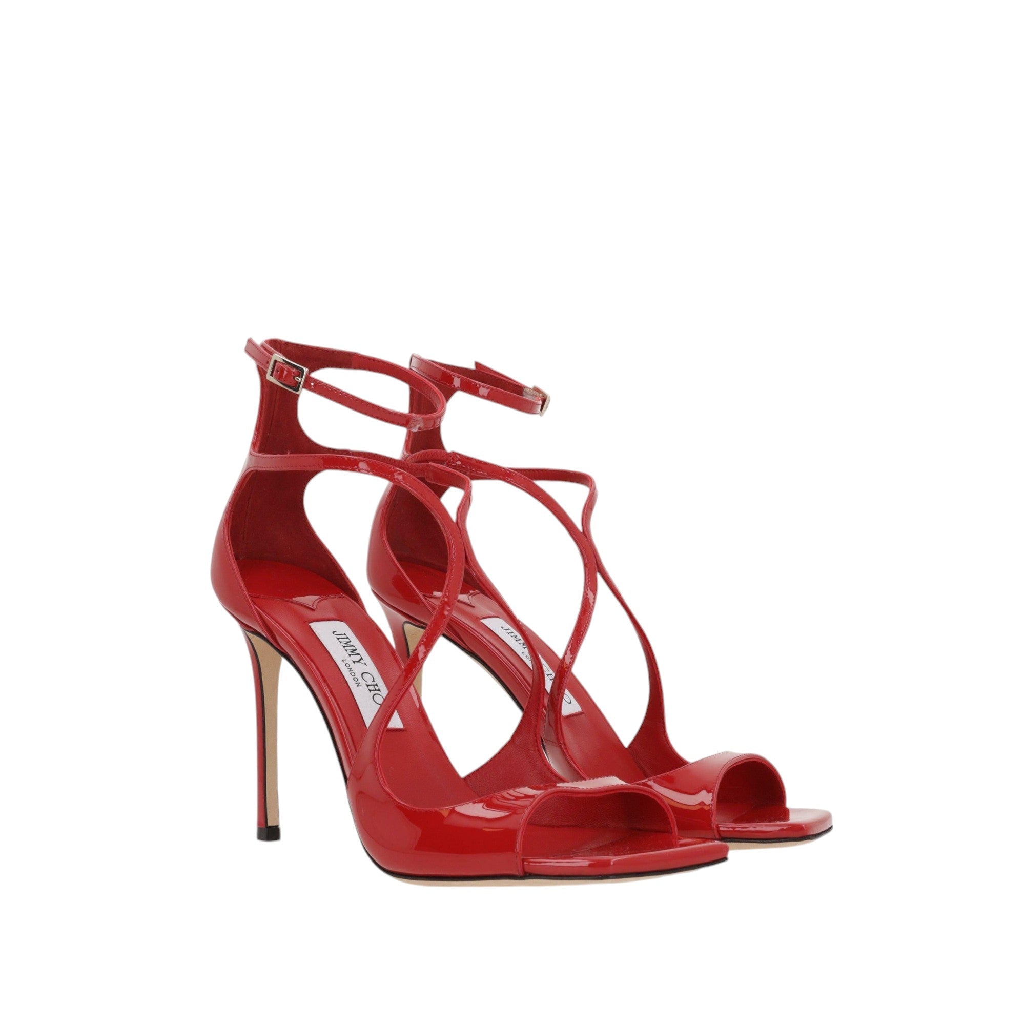 Red Patent Leather Azia Sandals-JIMMY CHOO-JOHN JULIA