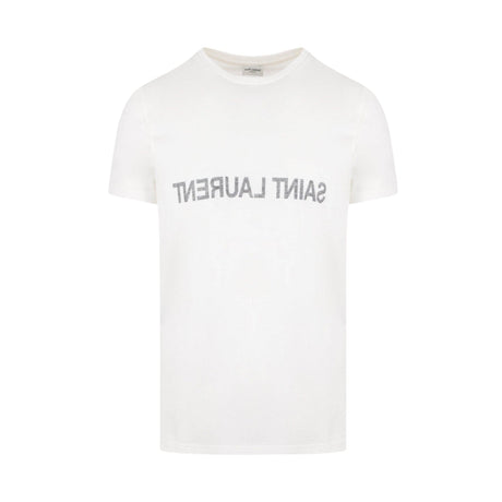 Reversed Logo Cotton T-shirt-SAINT LAURENT-JOHN JULIA