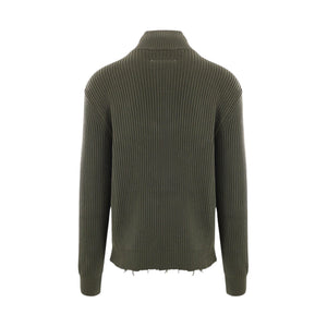 Ribbed Cotton Full-zip Cardigan-MM6 MAISON MARGIELA-JOHN JULIA