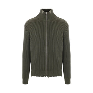 Ribbed Cotton Full-zip Cardigan-MM6 MAISON MARGIELA-JOHN JULIA